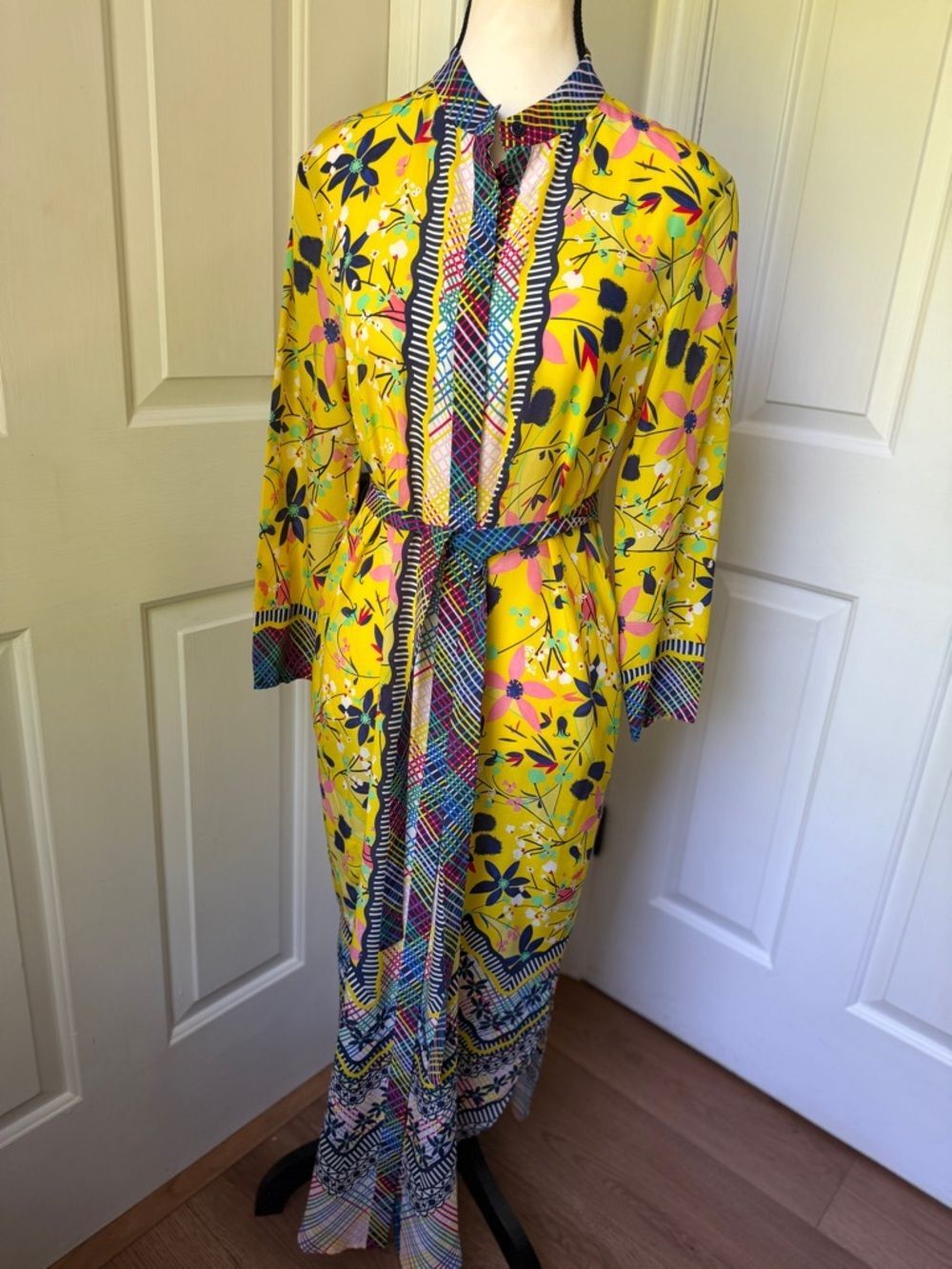 Saloni Yellow Floral Silk Dress 4